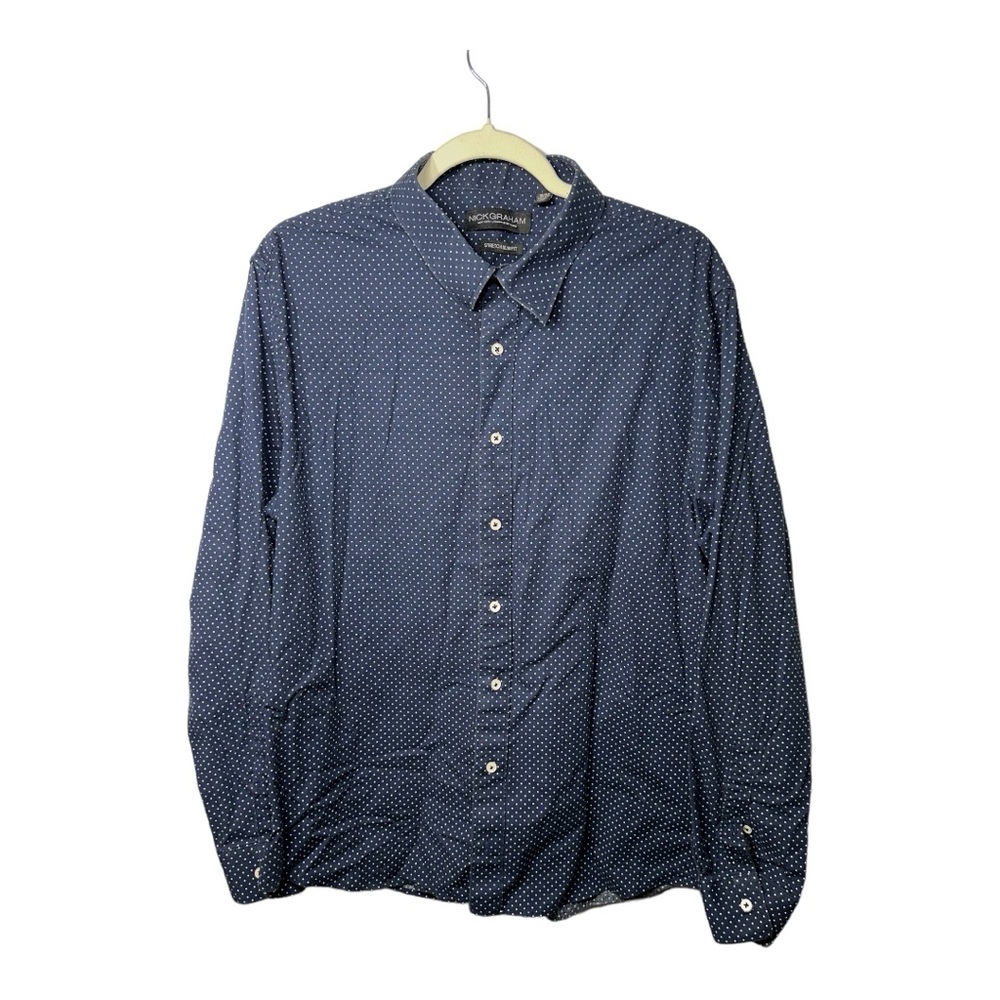 nick graham dotted slim fit button down shirt